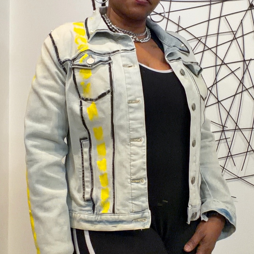 Custom Steelers Women's Embellished Denim Jacket - Picture 3 of 6